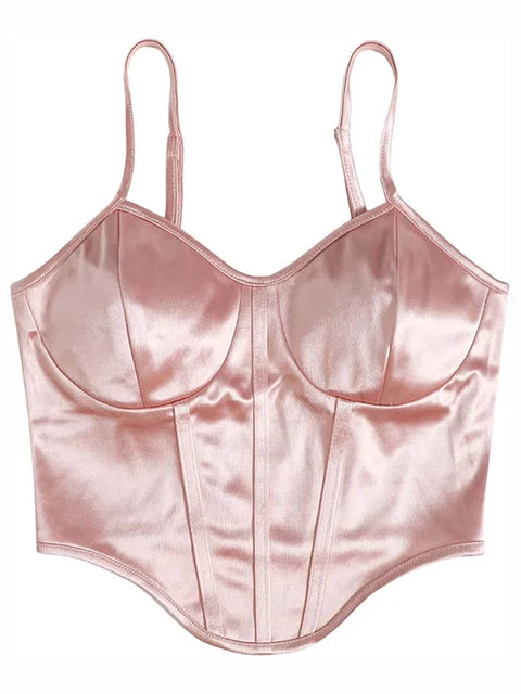 Veronica - Dames Spaghetti Band Satijn Crop Camisole