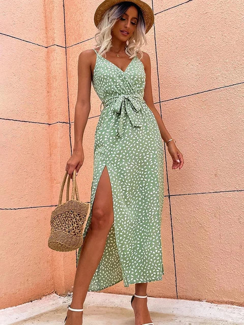 XYLA - V-hals Maxi Jurk