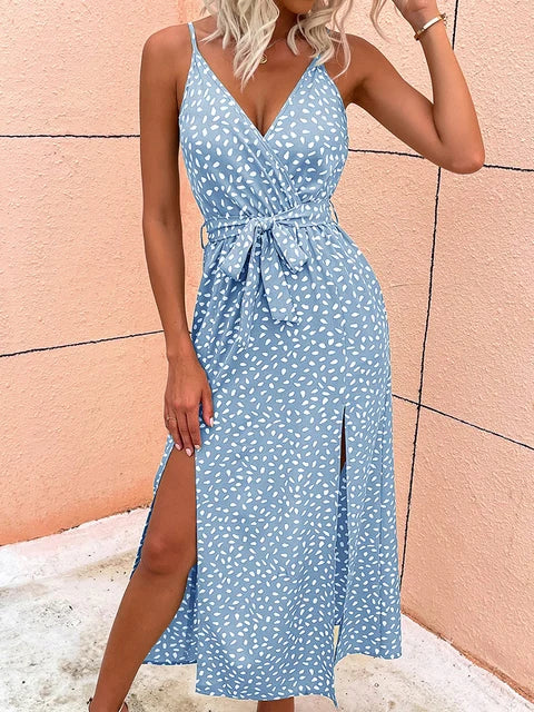 XYLA - V-hals Maxi Jurk