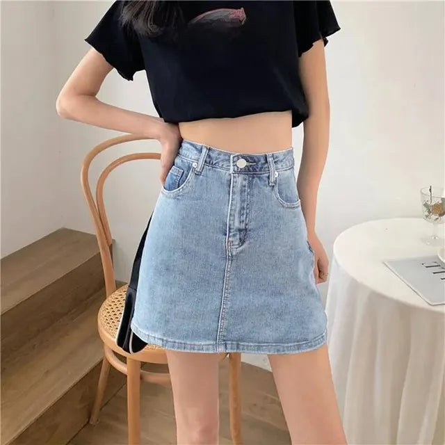 IRINA - Dames high waist butt jeans minirok