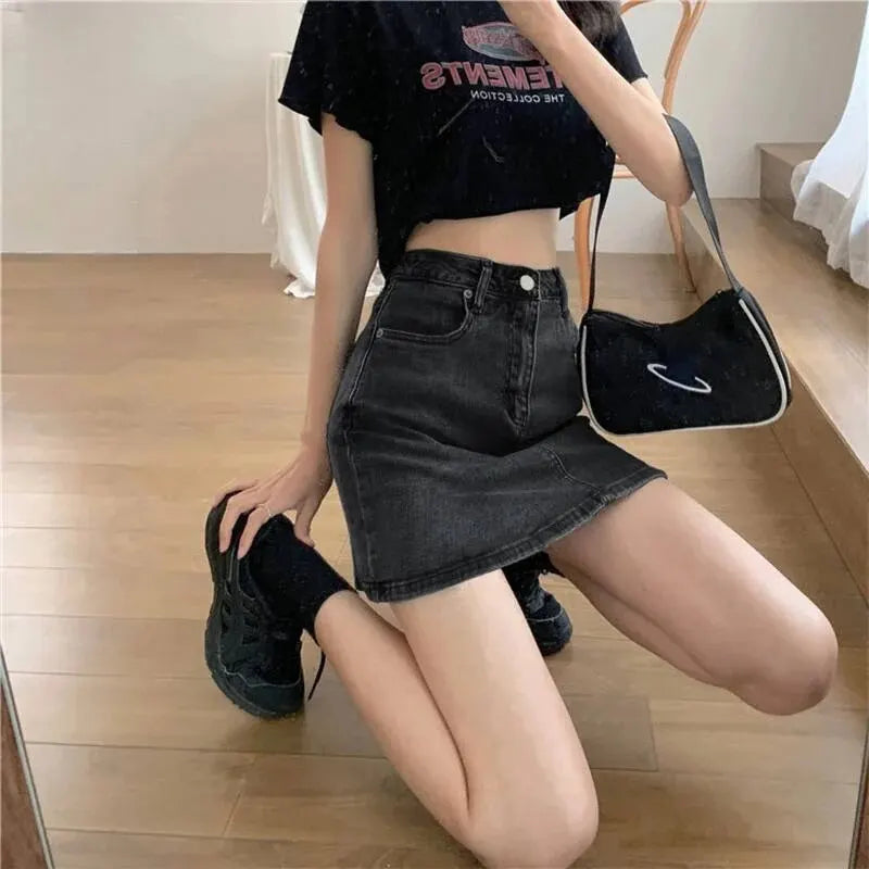 IRINA - Dames high waist butt jeans minirok