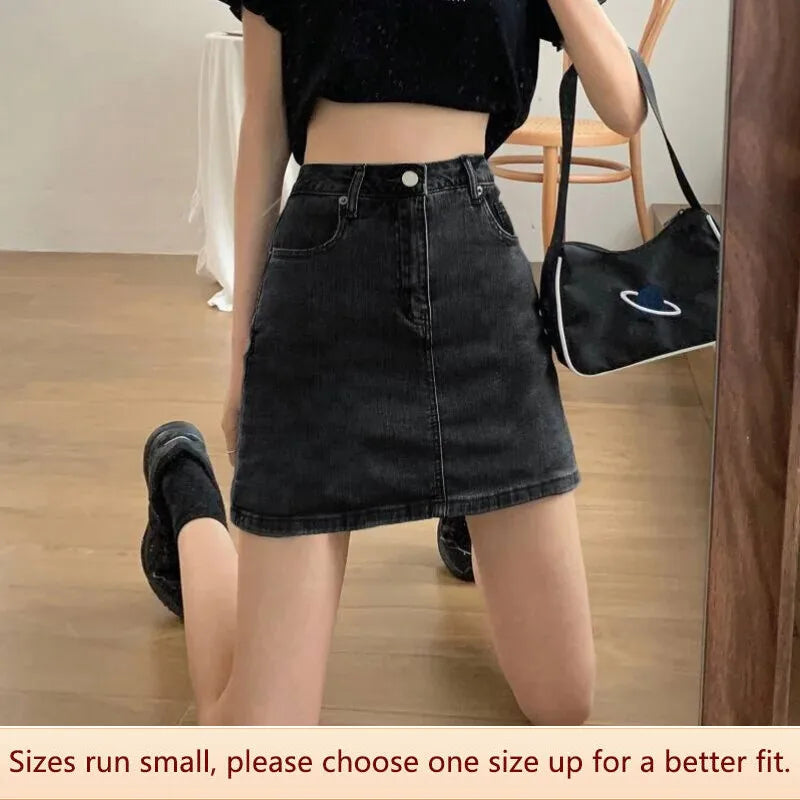 IRINA - Dames high waist butt jeans minirok