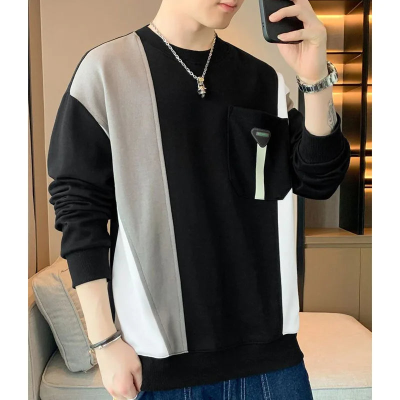 Albrecht - Stijlvolle Splitkleur Sweater met Ronde Hals 