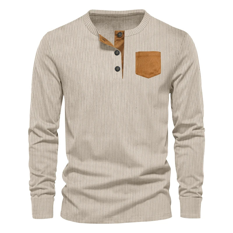 Santiago - Stijlvol Long Sleeve Patch Pocket T-shirt voor Lente Voor Mannen