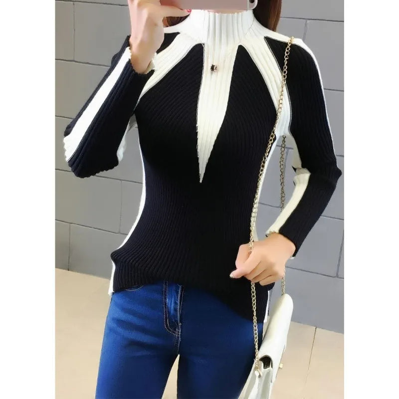 Davina - Stijlvolle coltrui in contrasterende kleuren