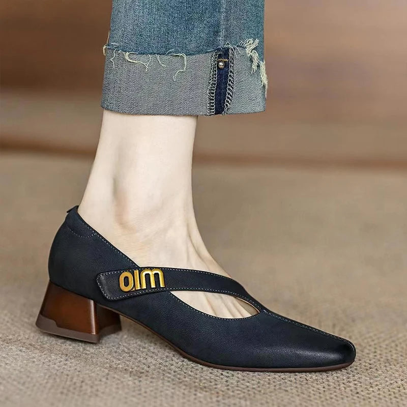 Jessalyn - Stijlvolle Oxford damesschoenen met middelhoge hakken