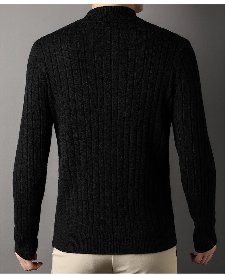 Ozzie - Heren mock neck 1/4 zip gebreide kabel trui