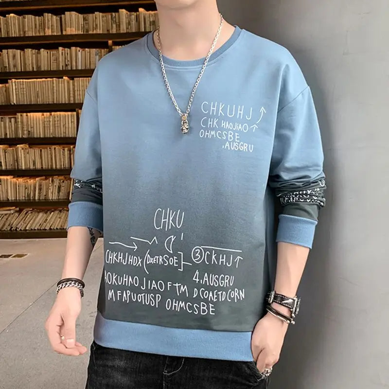 Abram - 2024 Fashion Sweatshirt met O-hals Gedrukt Letter Kleurverloop