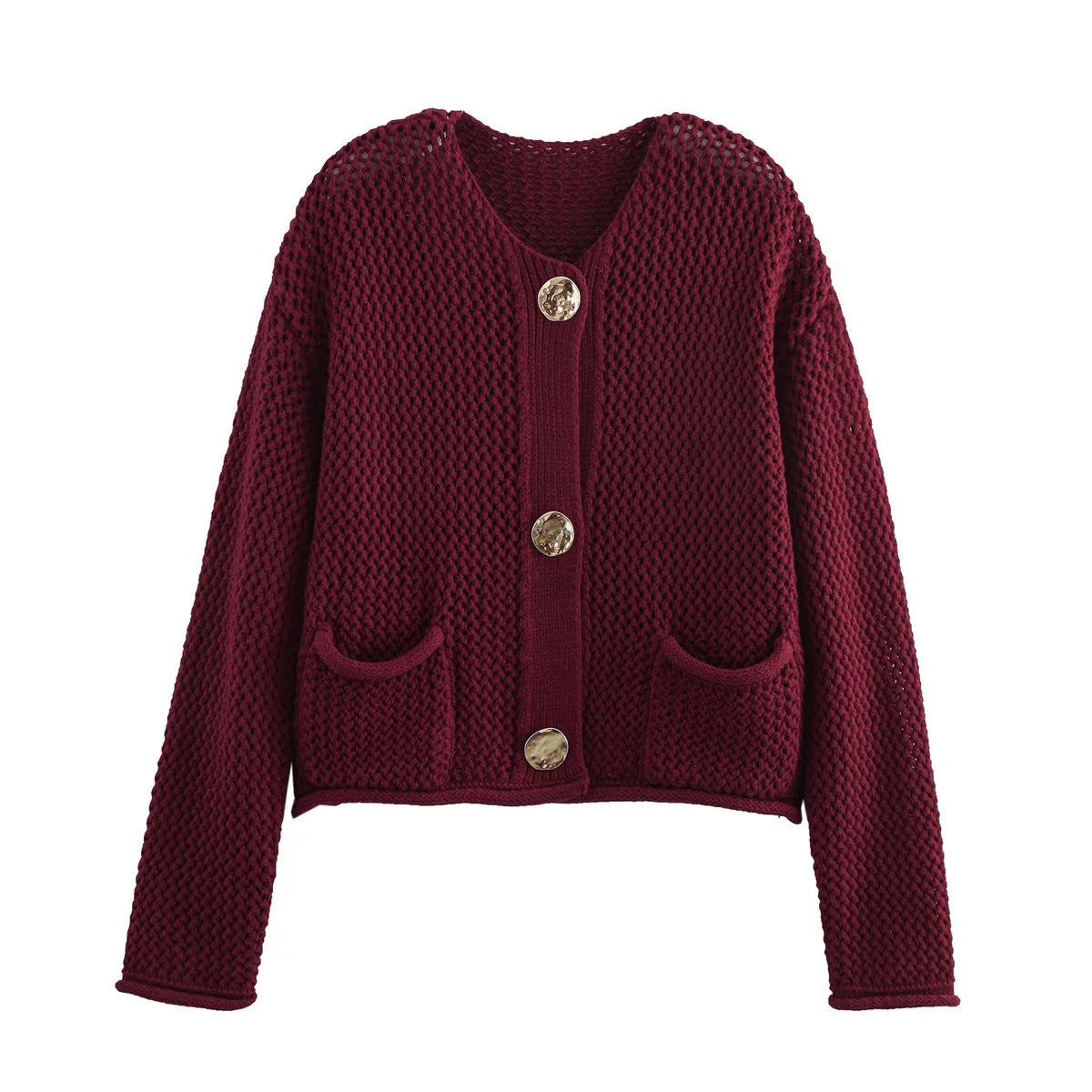 Nara - Oversized effen bordeaux trui voor dames