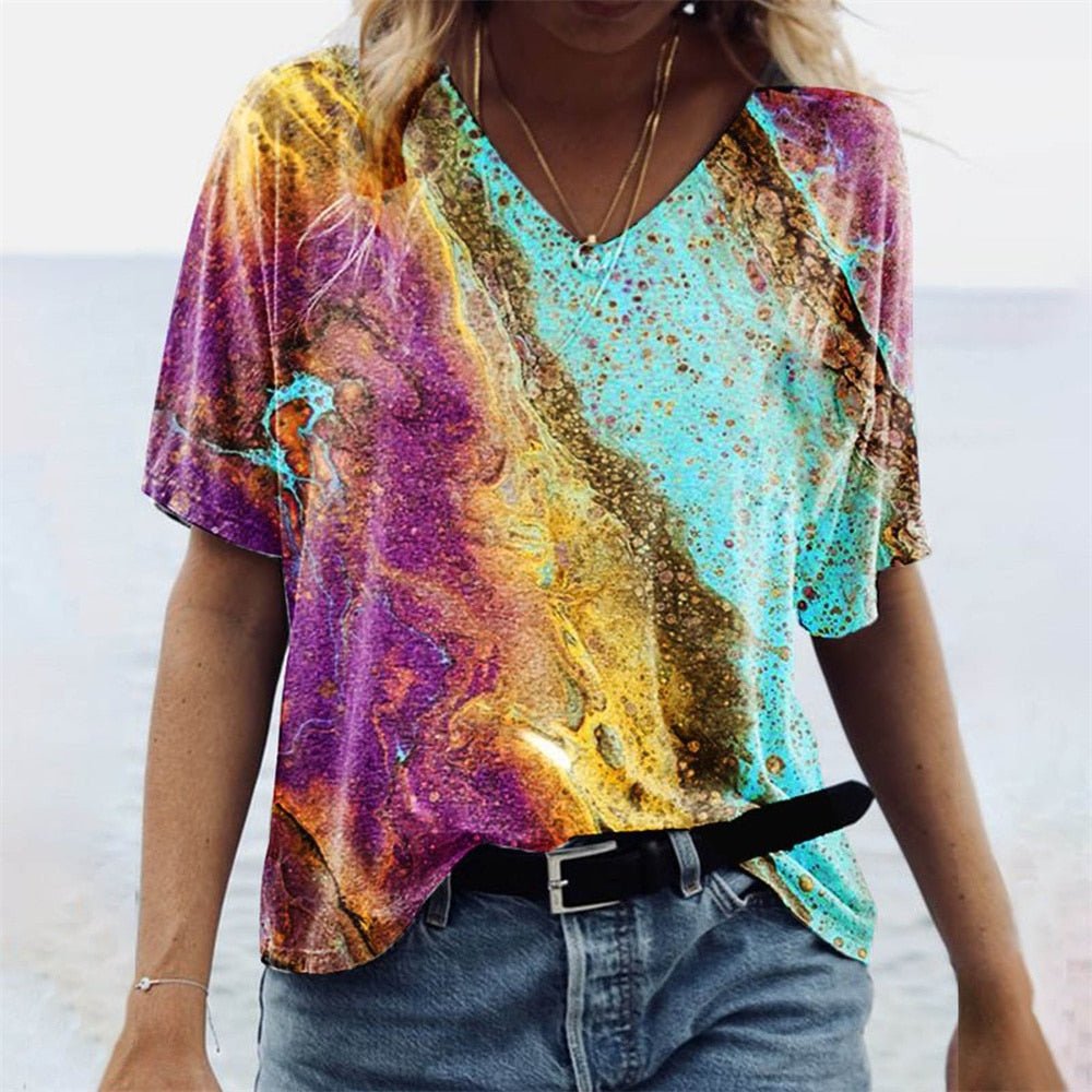 JULIA - Artistiek dames-T-shirt in boho-stijl met etnische prints