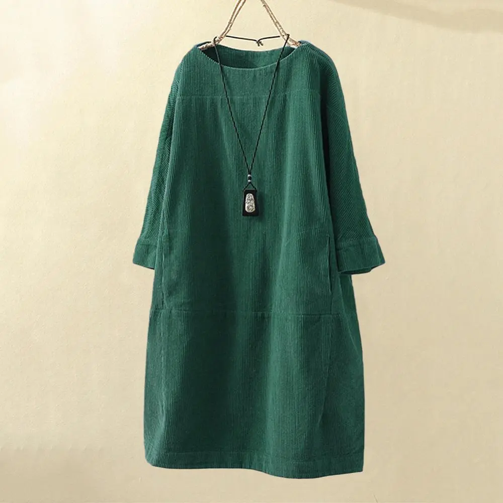 HANNA - Retro midi-jurk van corduroy voor de herfst