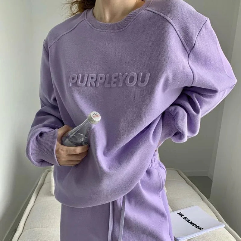 Nerida - Chique Plus Size Paars Damestrainingspak
