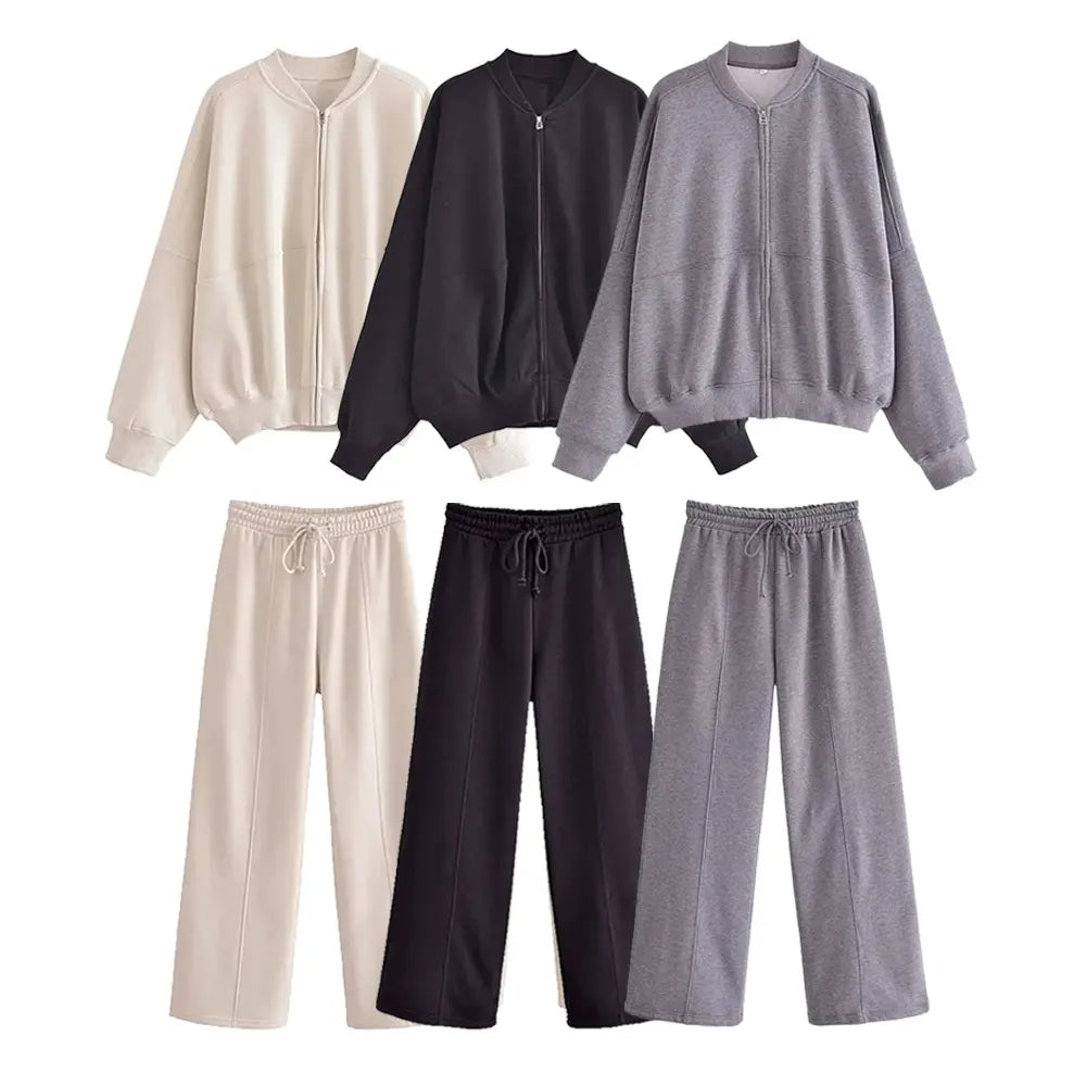 Delaney - Vrouwen Winter Fleece Gevoerde Jas & Hoge Taille Broek Set