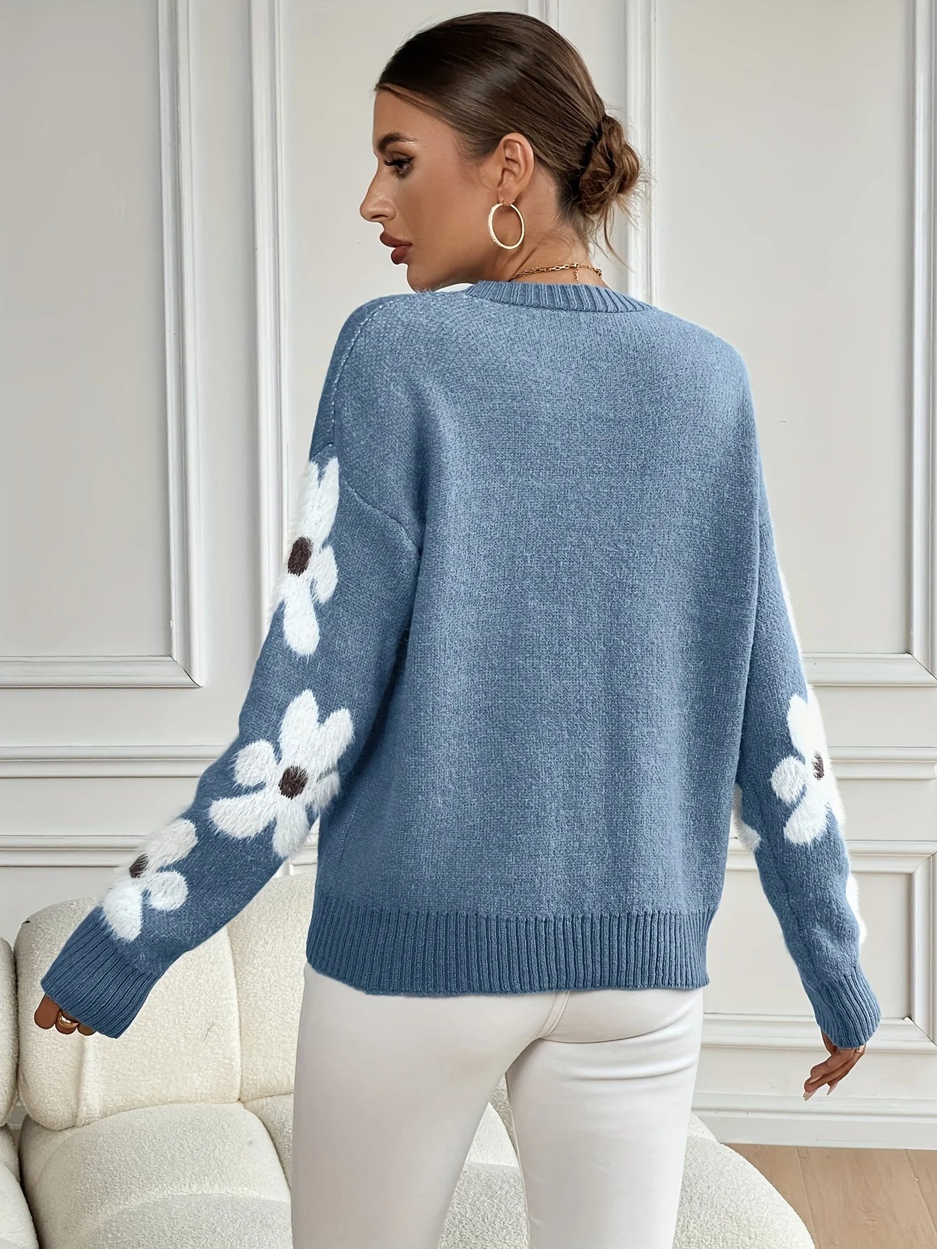 Umaya - Sweater met bloemenprint en ronde hals