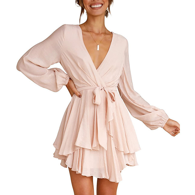 LAURA - Trendy jurk met lantaarnmouwen en V-hals