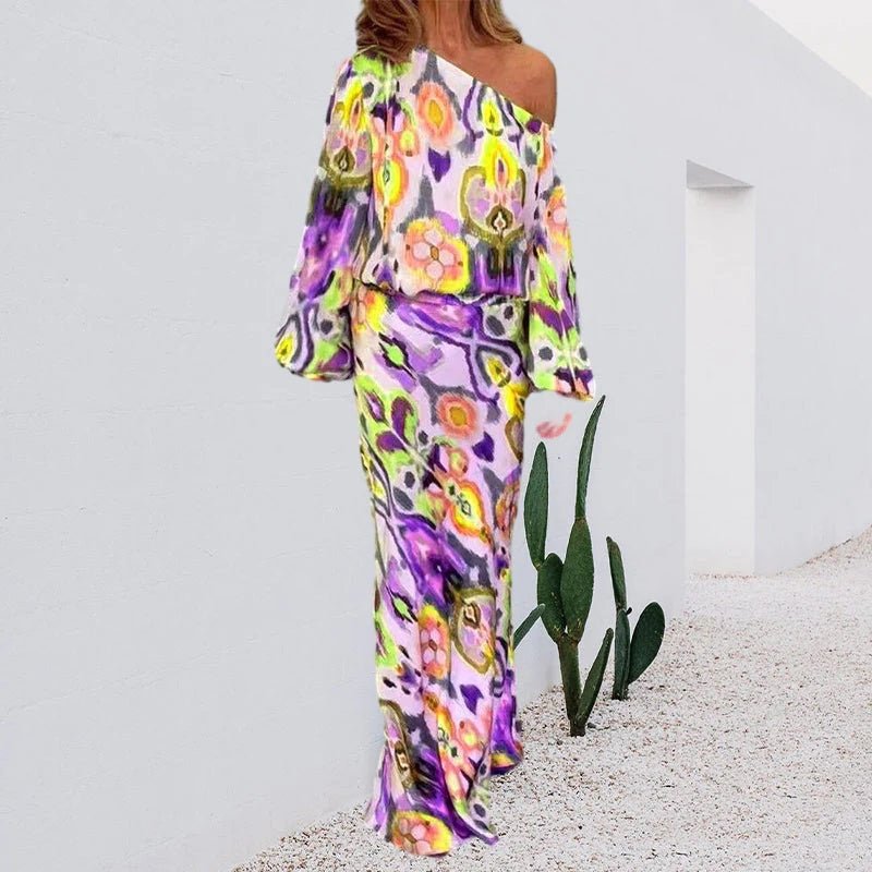 OLIVIA - Zomerse Off-Shoulder Jurk met Abstracte Print voor Dames
