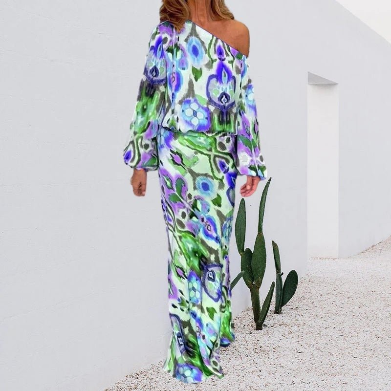 OLIVIA - Zomerse Off-Shoulder Jurk met Abstracte Print voor Dames