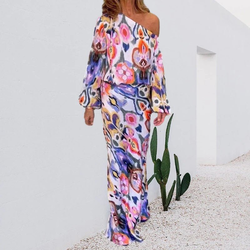 OLIVIA - Zomerse Off-Shoulder Jurk met Abstracte Print voor Dames