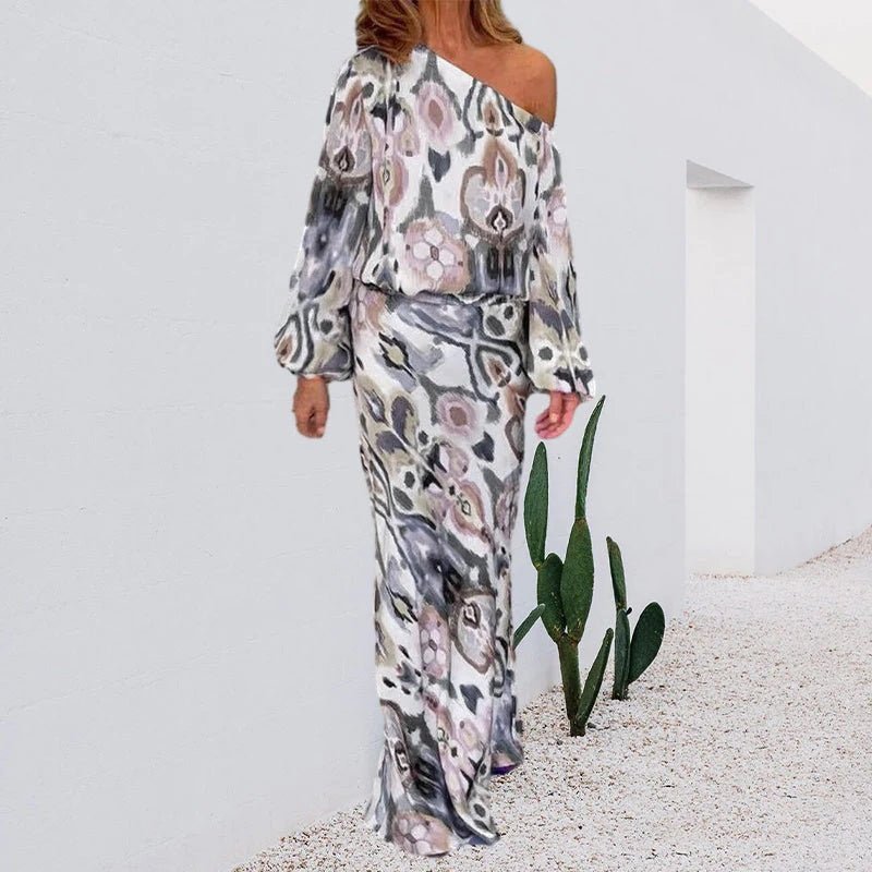 OLIVIA - Zomerse Off-Shoulder Jurk met Abstracte Print voor Dames
