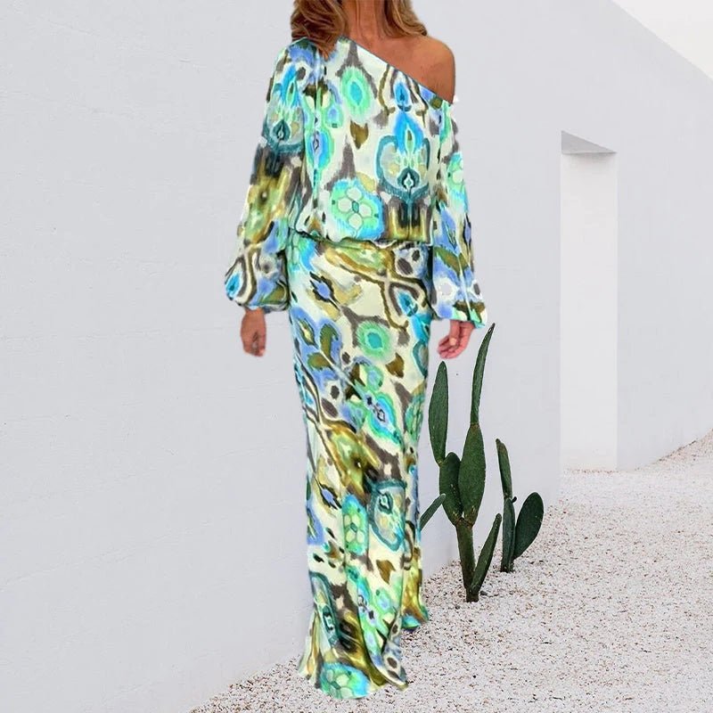 OLIVIA - Zomerse Off-Shoulder Jurk met Abstracte Print voor Dames