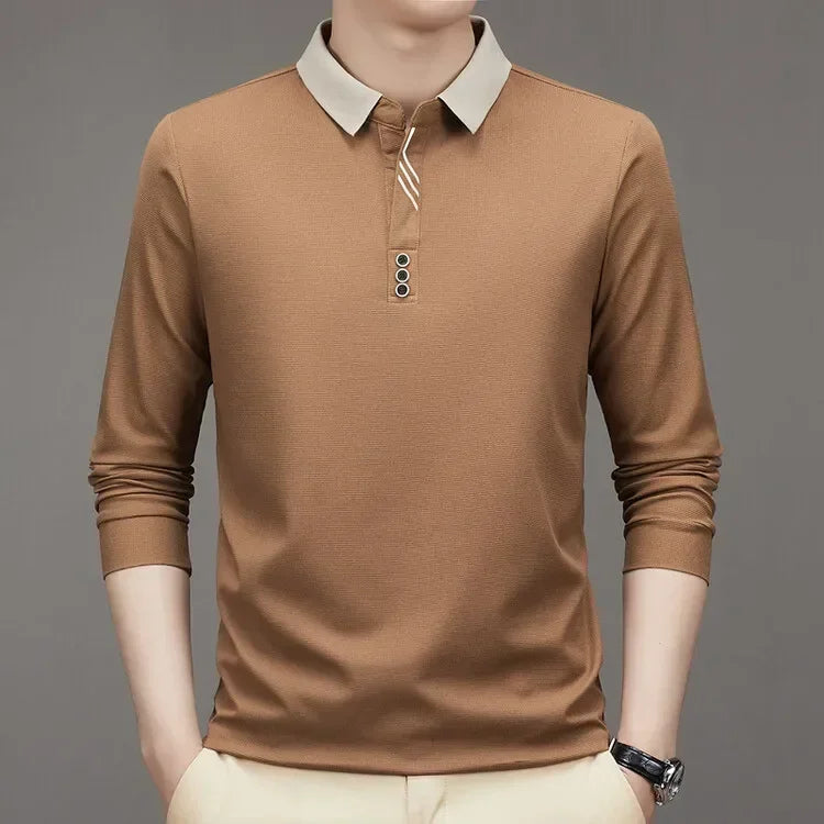 Boltzmann - Casual wafel T-shirt met contrastboord voor heren
