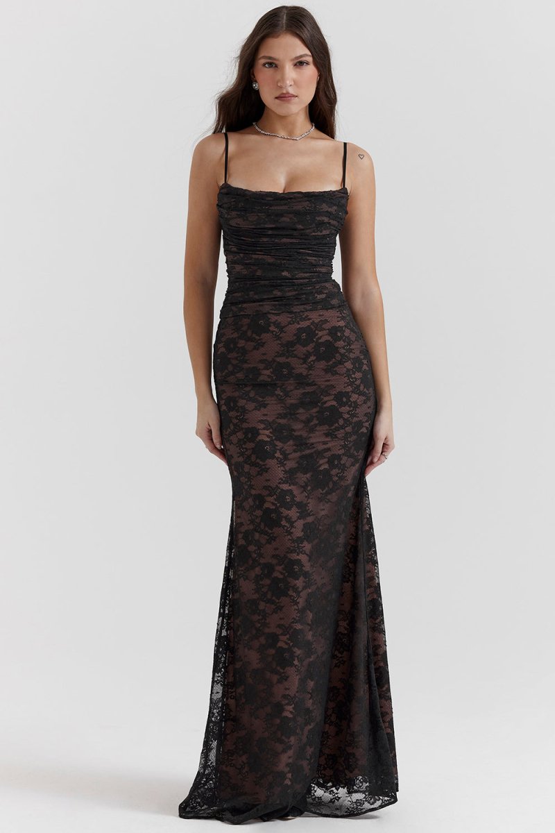 HILDA - Dames Elegant Kant Korset Bodycon Jurk met Aantrekkoord Taille