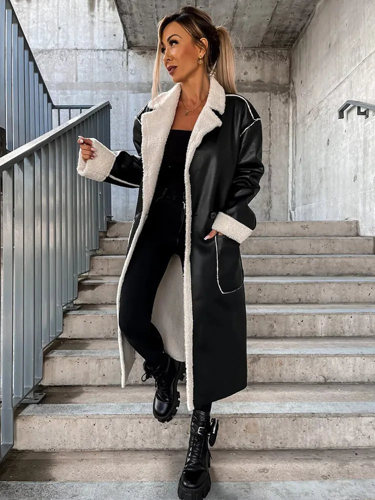 SOPHIA - Kapelkraag met zakken Leren jack