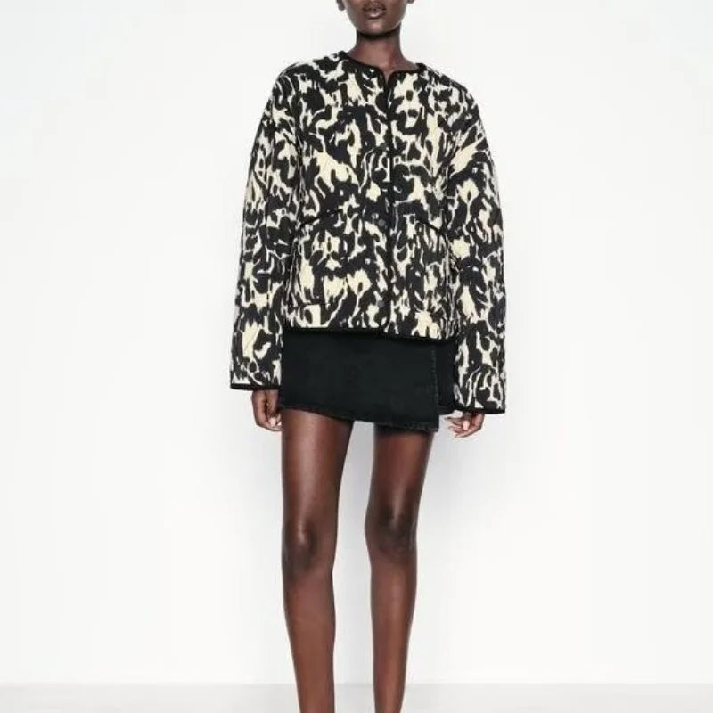 Amani - Trendy Quilted Jacket met dierenprint voor dames