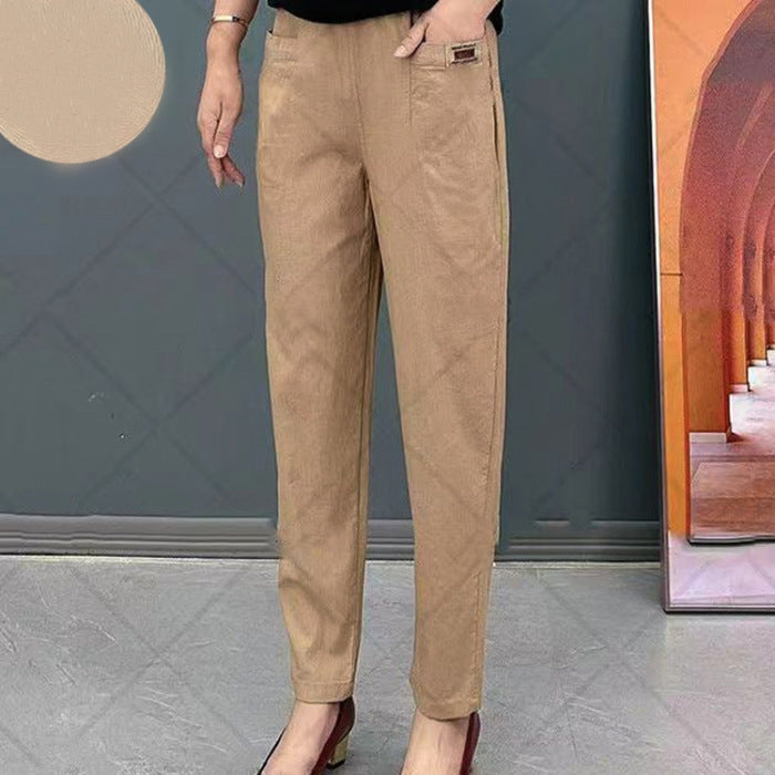 KAREN - Hoge Taille Katoenen Broek -Comfortabele Loszittende Casual Broek voor Korte en Lange Vrouwen