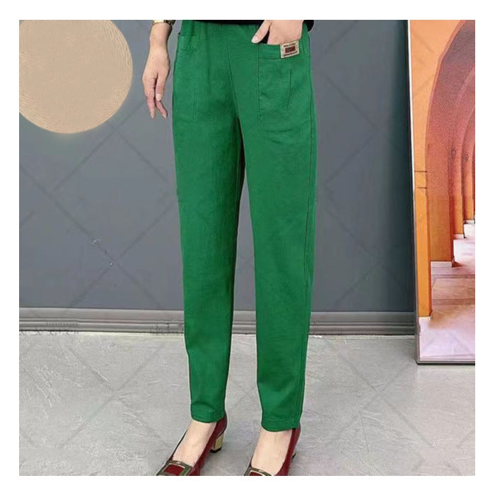 KAREN - Hoge Taille Katoenen Broek -Comfortabele Loszittende Casual Broek voor Korte en Lange Vrouwen