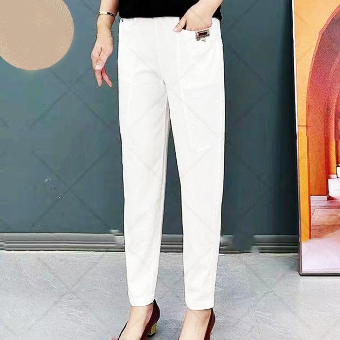 KAREN - Hoge Taille Katoenen Broek -Comfortabele Loszittende Casual Broek voor Korte en Lange Vrouwen