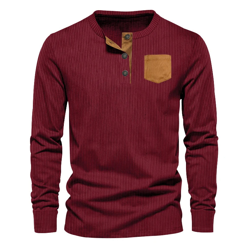 Santiago - Stijlvol Long Sleeve Patch Pocket T-shirt voor Lente Voor Mannen