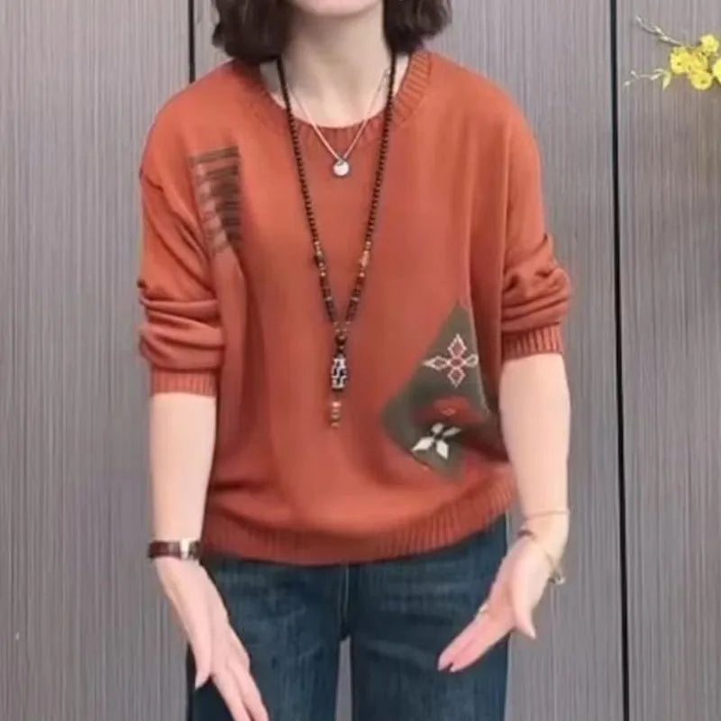 Orinthia - Dames Trui met lange mouwen en geometrisch patroon