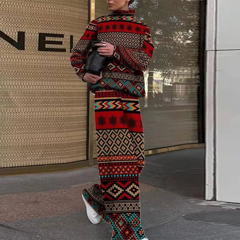 Ula - Hoge kwaliteit Vrouwen Hoge Kraag Lange Mouwen Top & Broek Suit