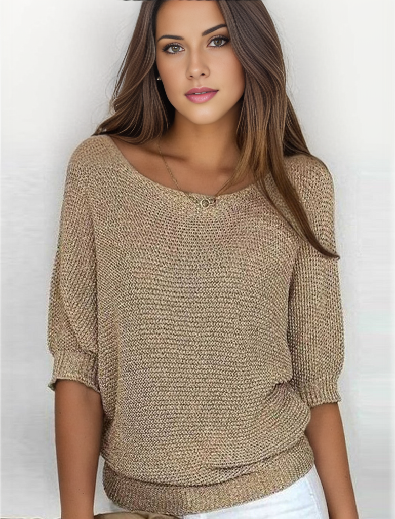 MILA - Chique gouden effen kleur trui