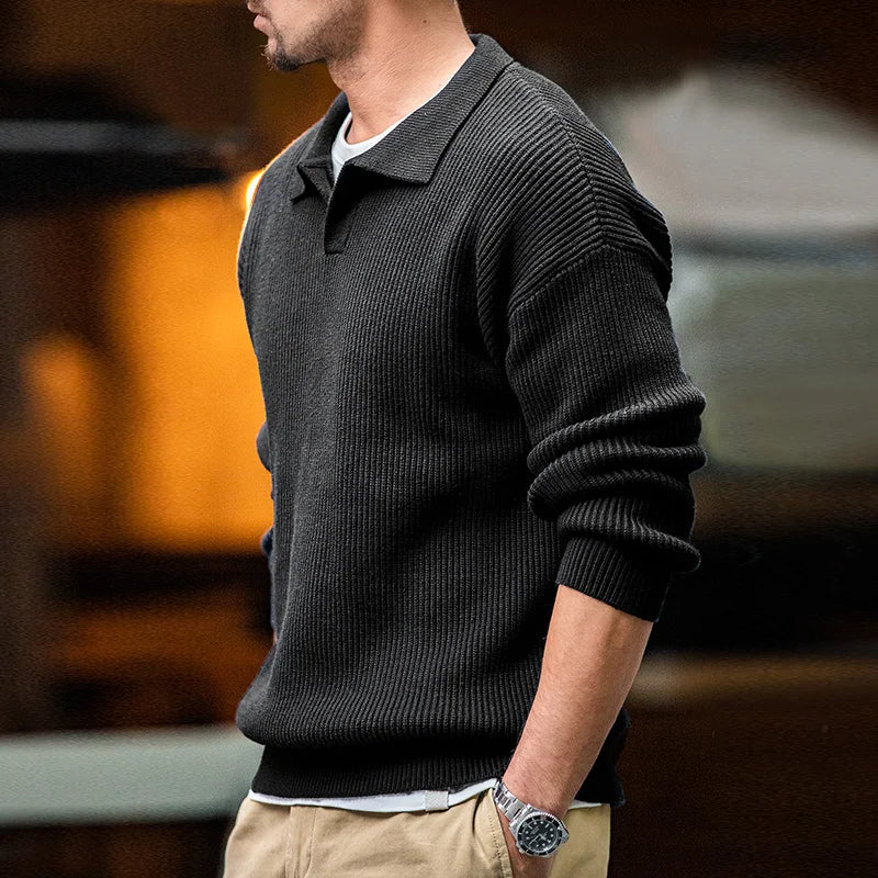 Inigo - Heren Retro Knit Polo Neck Sweater