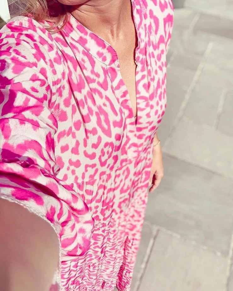 CARLOTTA - Chique zomerjurkje met luipaardprint