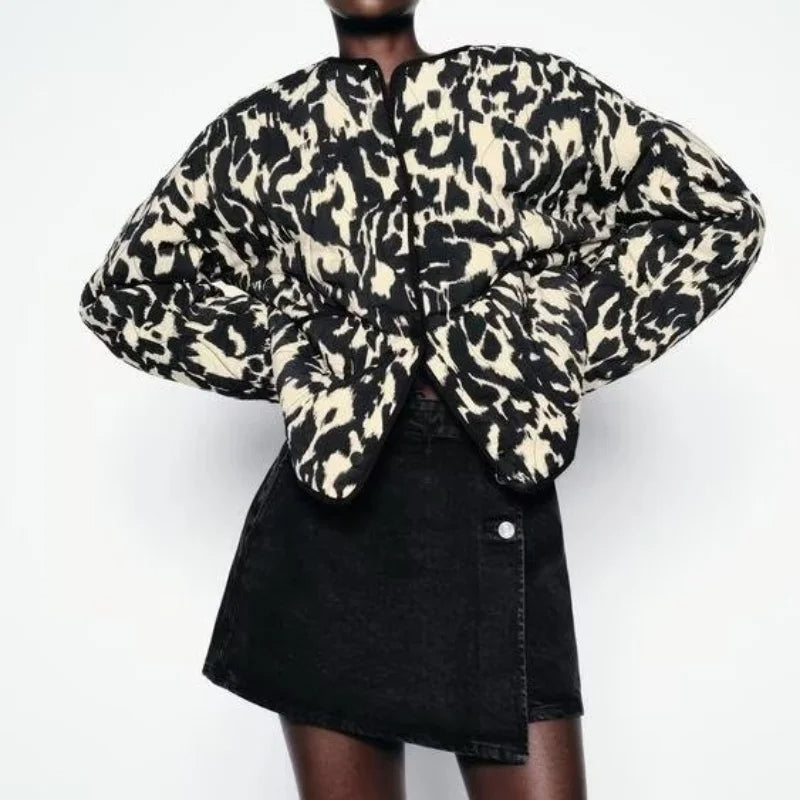 Amani - Trendy Quilted Jacket met dierenprint voor dames