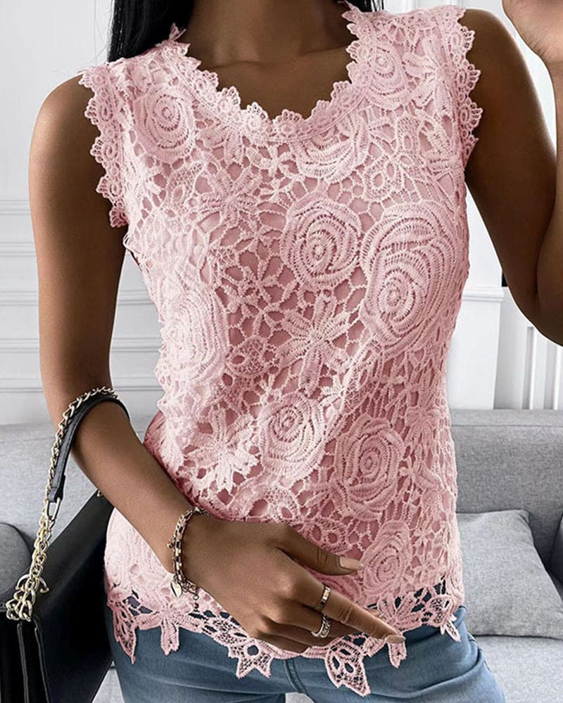 MARTA - Mouwloze Kant Blouse