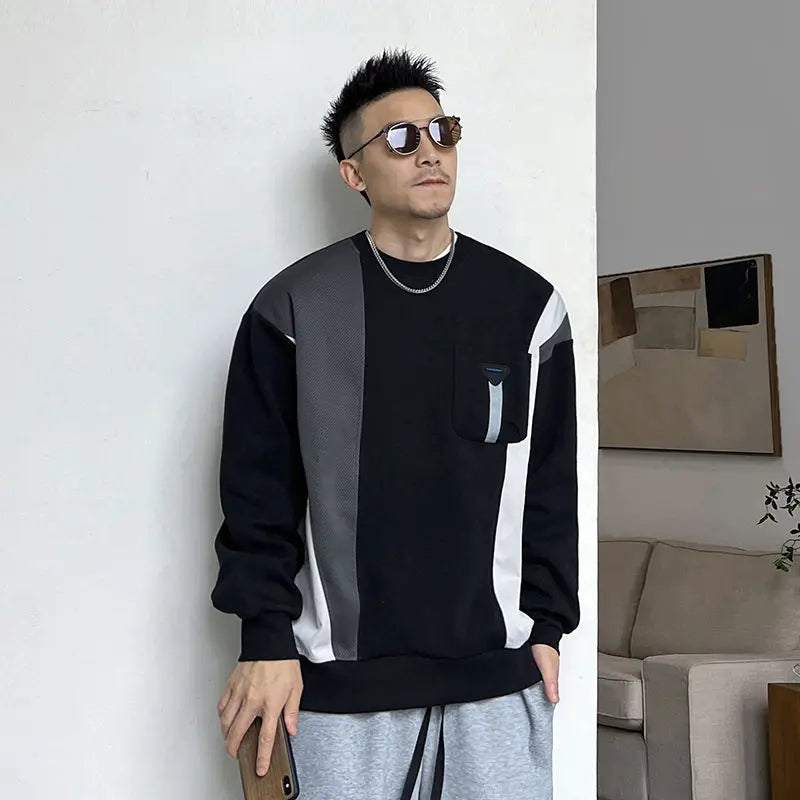 Isidro - Casual heren Sweatshirt met O-hals en zakken