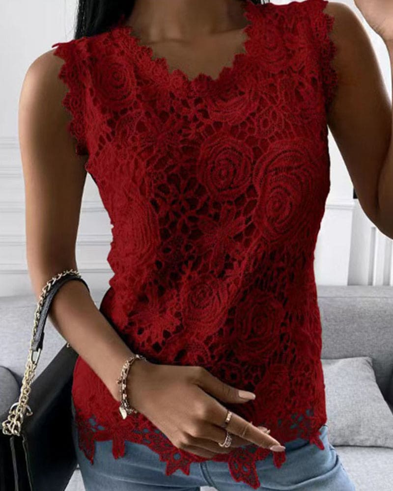 MARTA - Mouwloze Kant Blouse