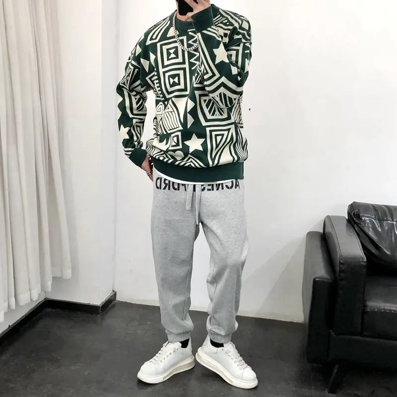 Cederick - Lente Herfst Contrast Kleur Gedrukte Trui