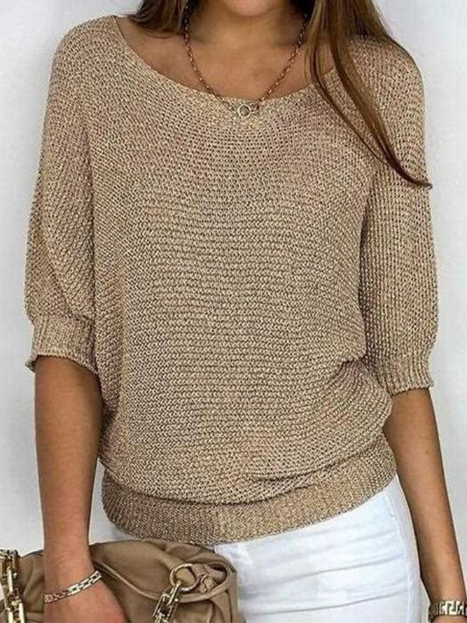 MILA - Chique gouden effen kleur trui