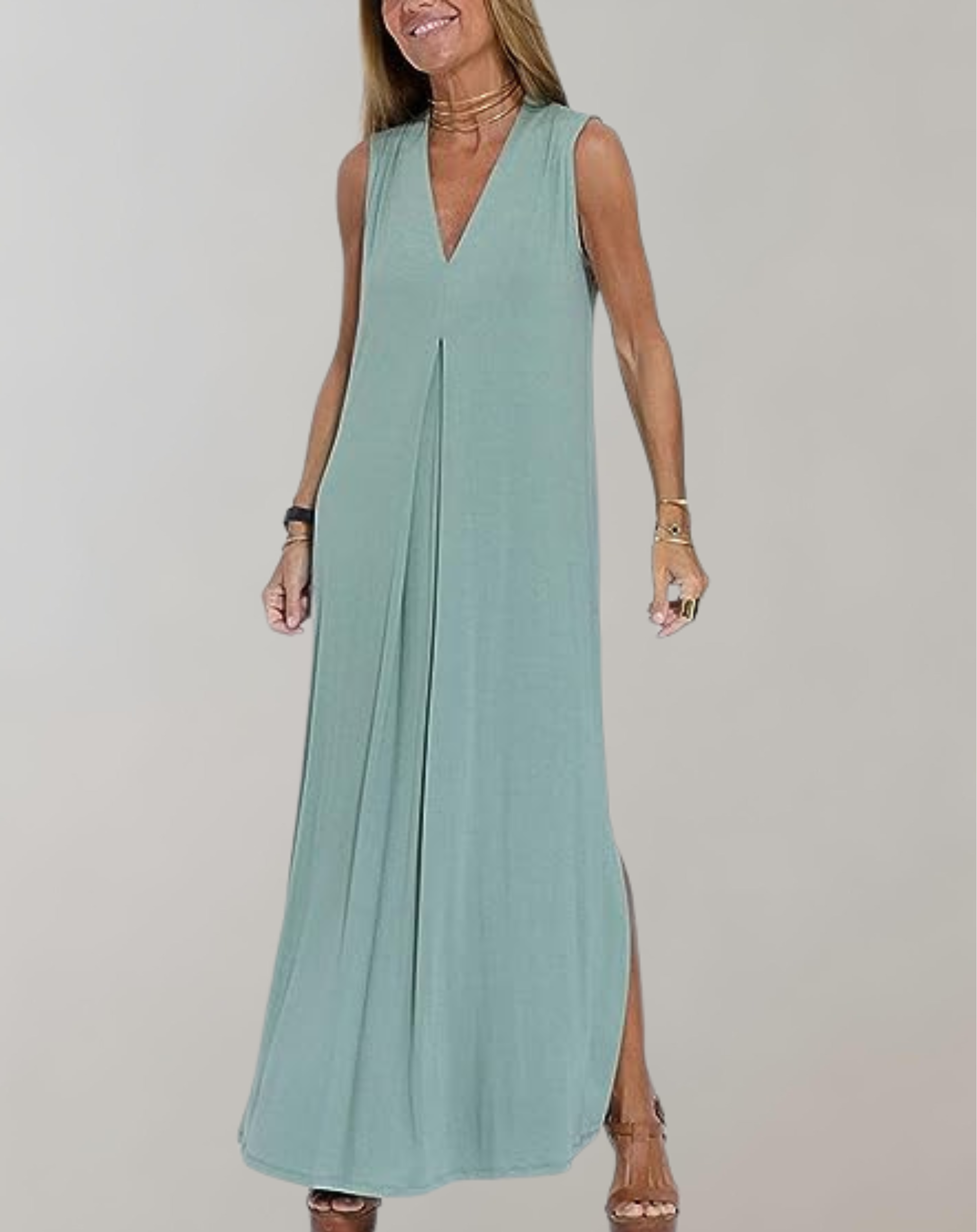 ELISA – Elegante schede jurk met V-hals
