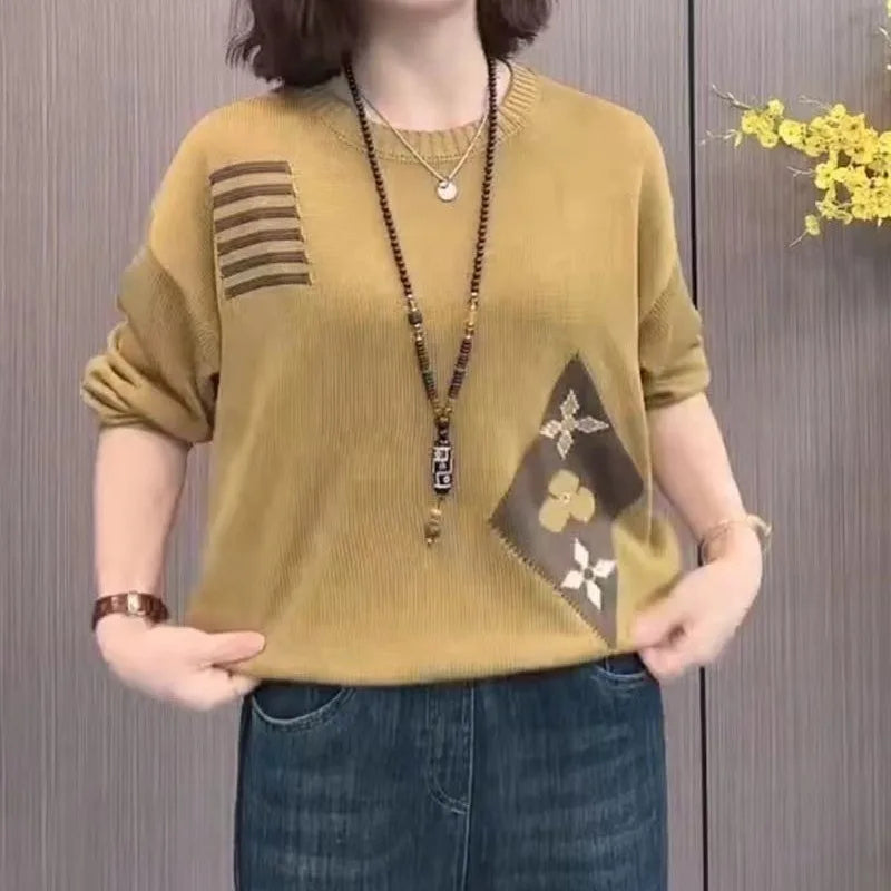 Orinthia - Dames Trui met lange mouwen en geometrisch patroon