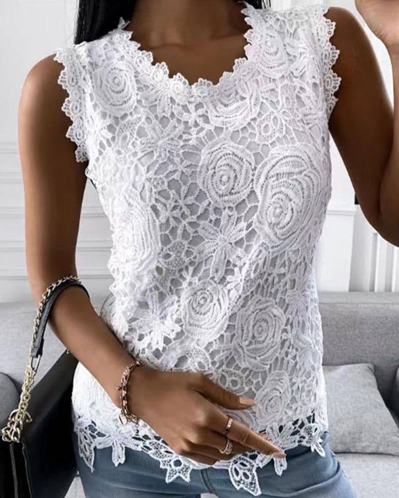 MARTA - Mouwloze Kant Blouse