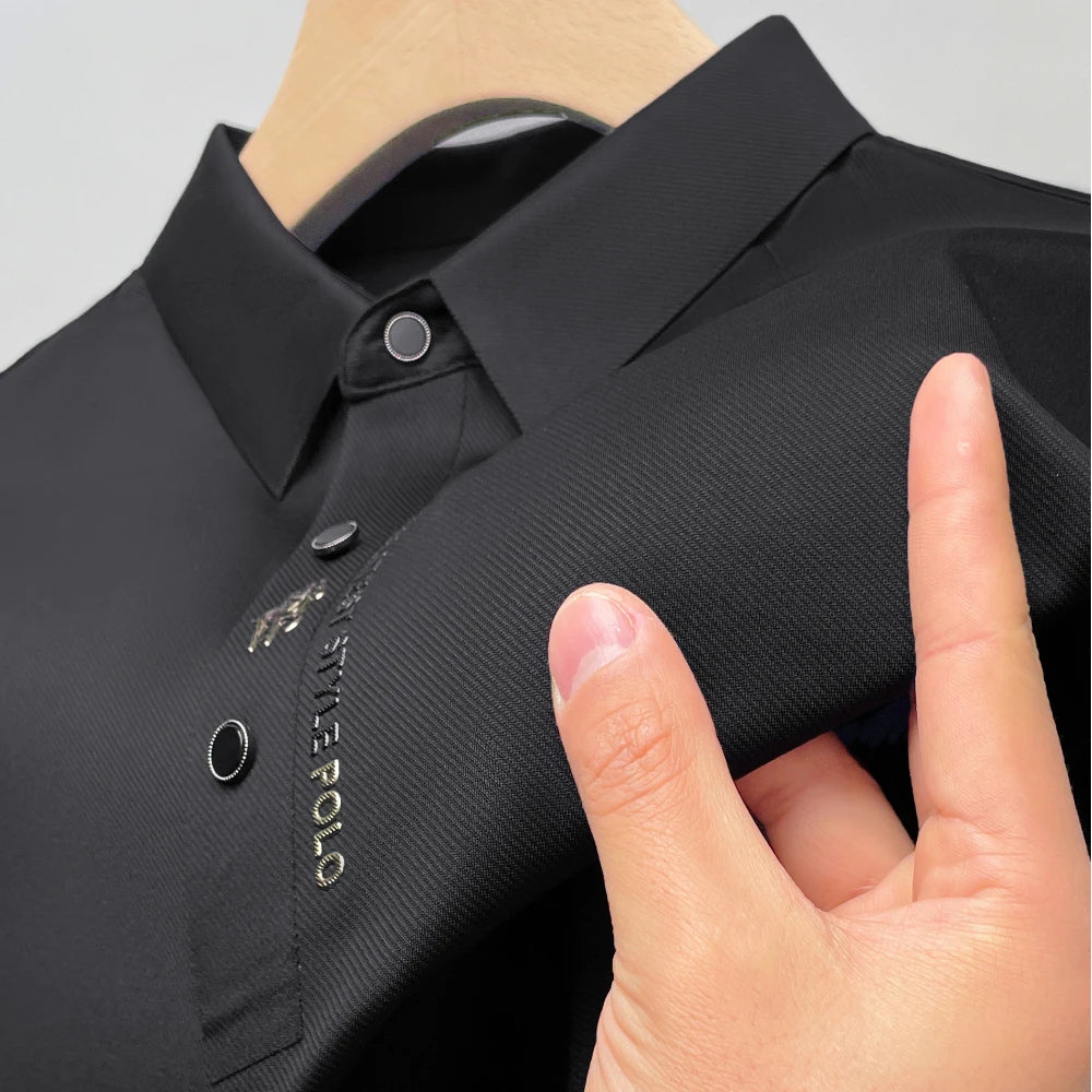 JACOB - Ademend zijden poloshirt voor heren