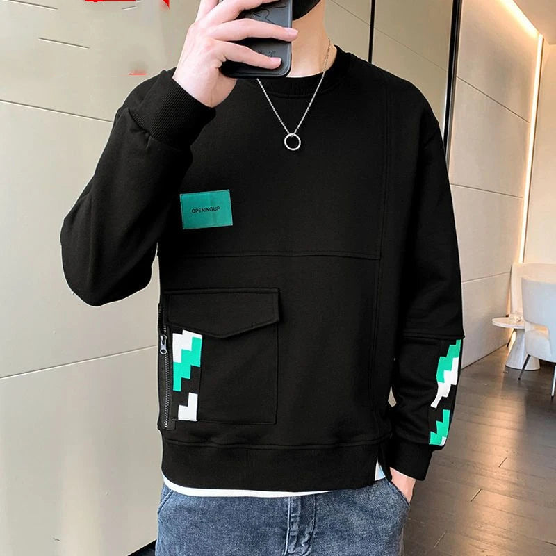 Israfel - Stijlvol Geborduurd Sweater met Ronde Hals voor Mannen