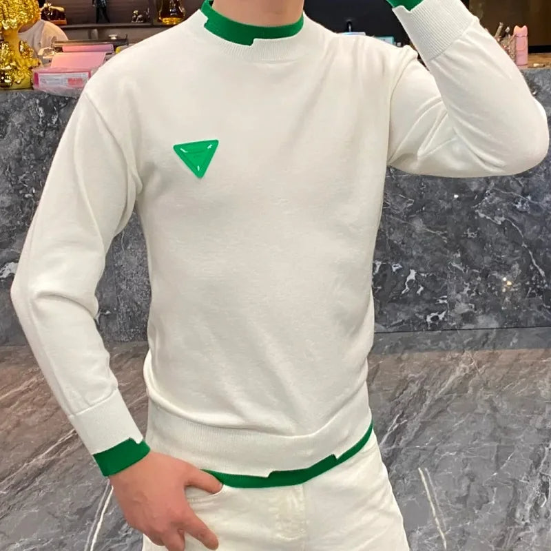Nakamoto - Heren Slim Fit Contrast Crew Hals Pullover