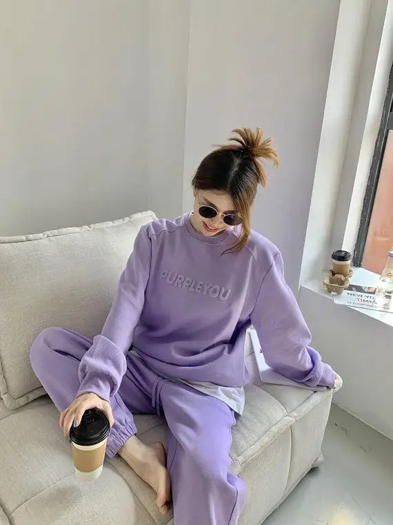 Nerida - Chique Plus Size Paars Damestrainingspak